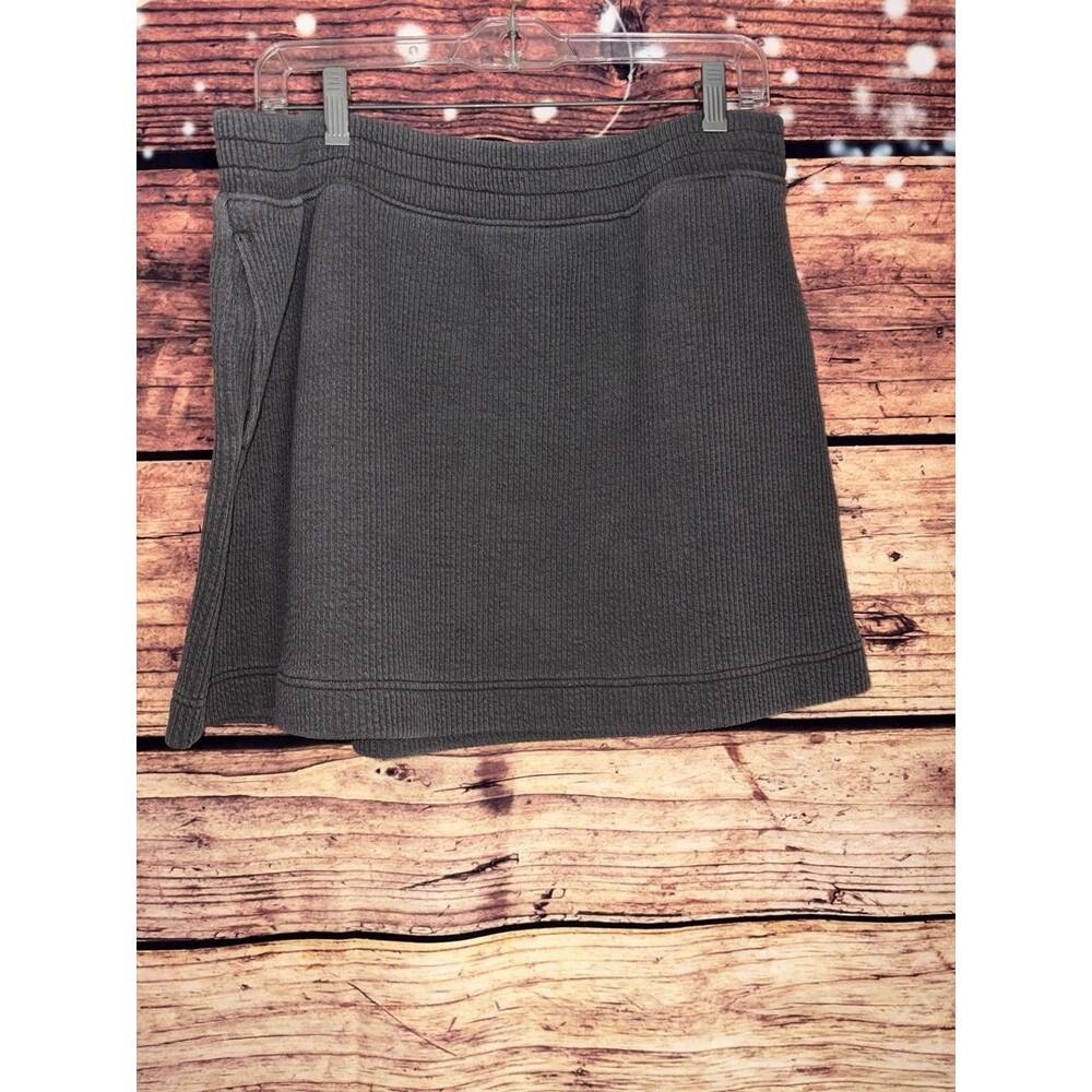 Aerie Mini Skirt Womens L Gray Textured Cozy Elastic Waistband Pockets Casual
